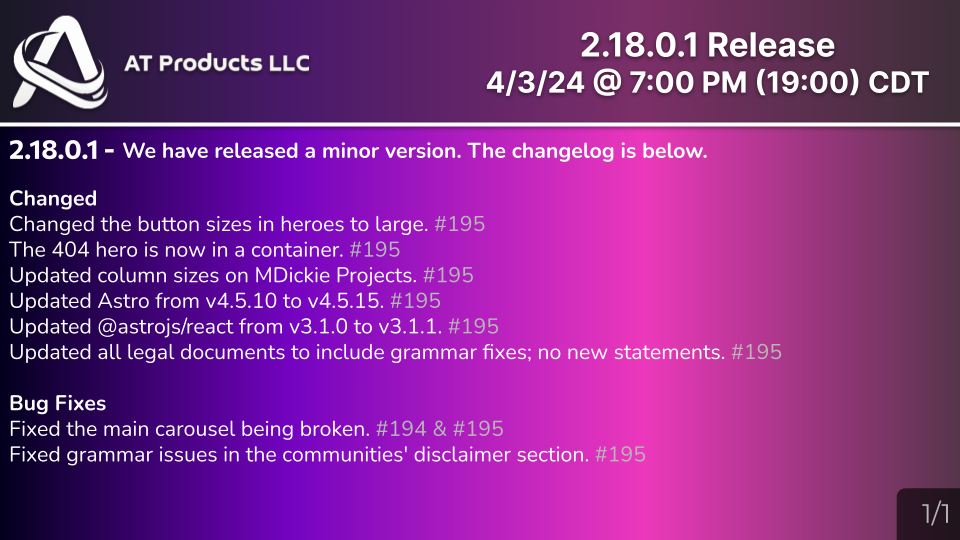 2.18.0.1 Release Slide 1